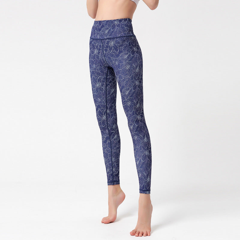 💜 Yogaleggings mit Marmorprint und hohem Bund – formschöne Passform in kräftigem Lila
