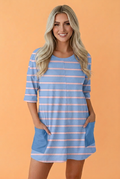 Stripe V-Neck Short Sleeve Reversible Loose Romper