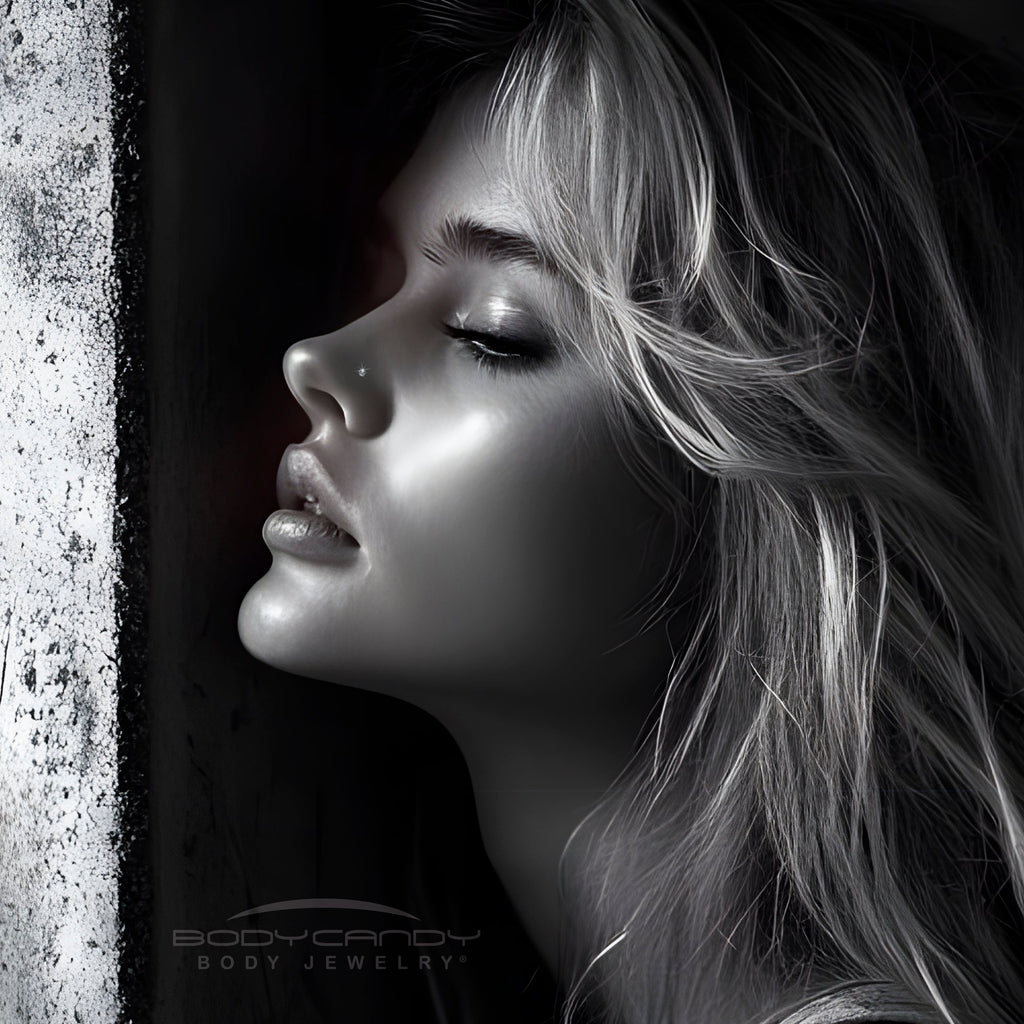 14k Solid White Gold Genuine 1.5mm Diamond Micro Nose Ring