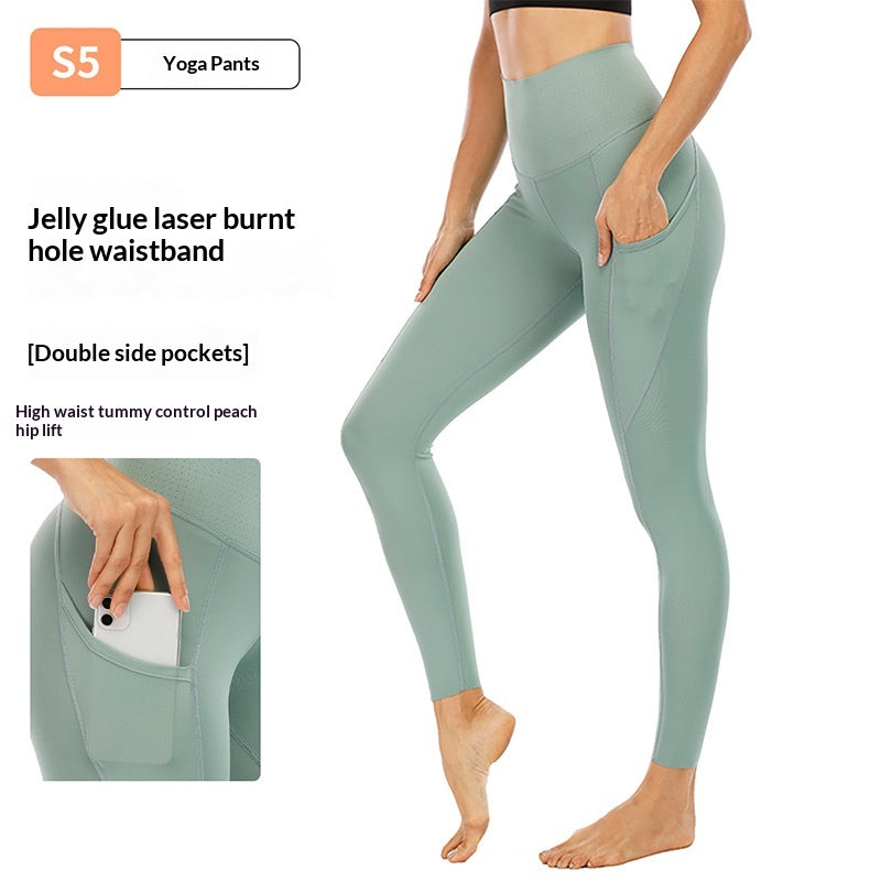Damen-Stretch-Leggings mit hoher Taille und Taschen