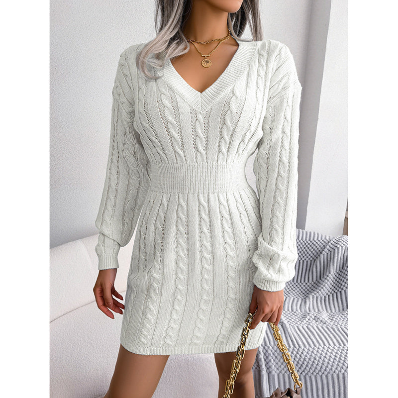 Women’s V-Neck Bodycon Sweater Dress