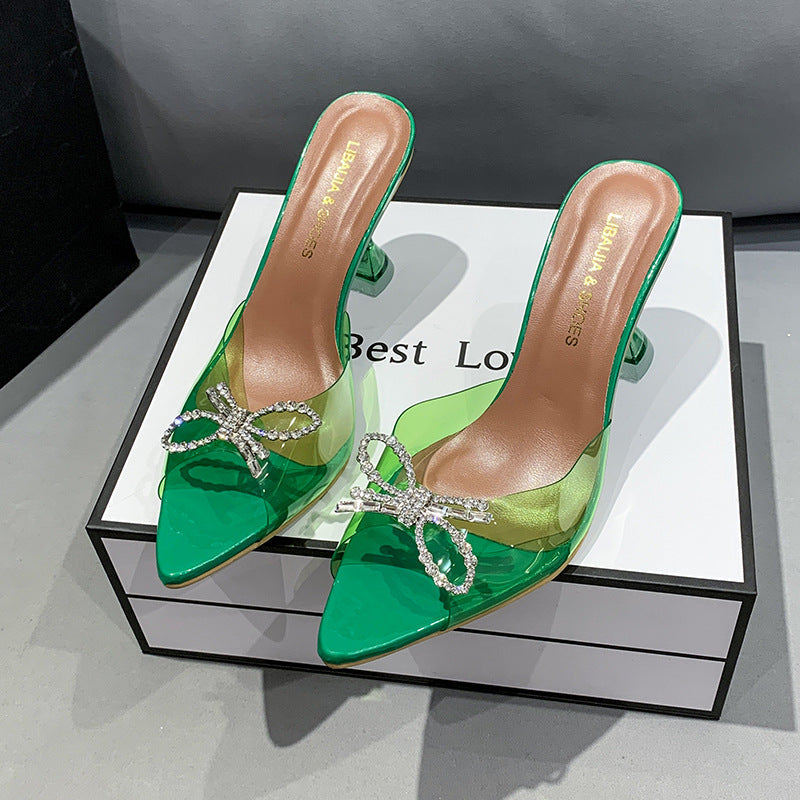 Plus Size Women's High Heels Big Bow Rhinestone Buckle Wedding Shoes Crystal Red High Heel Sandals See size chart under “more details”