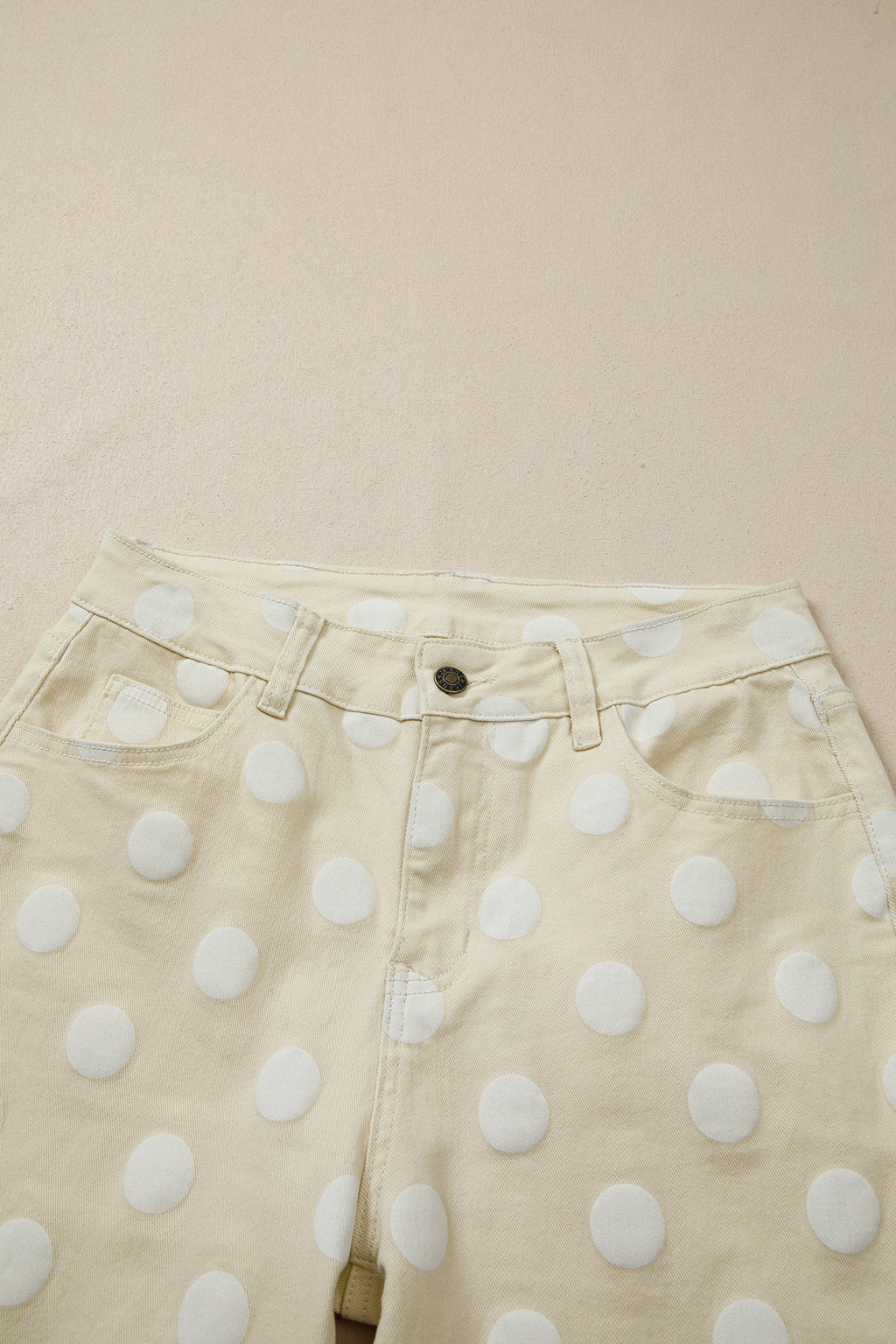 Sky Blue Polka Dot Print Raw Hem Shift Jeans