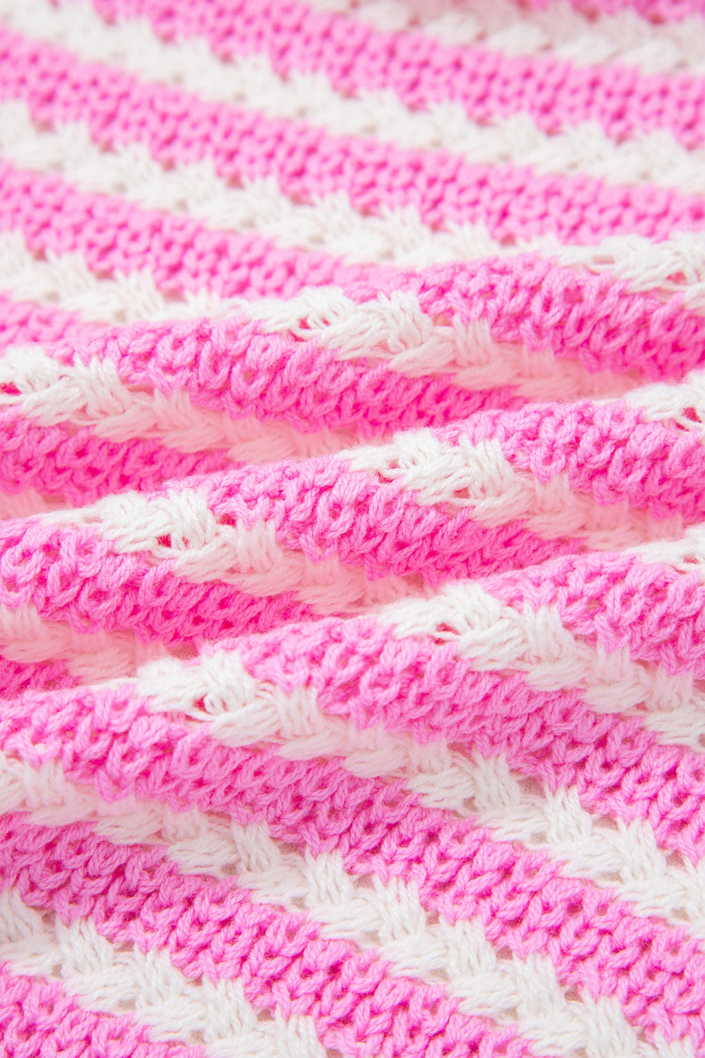 Pink Stripe Short Sleeve Knit V Neck Bow Knot Sweater