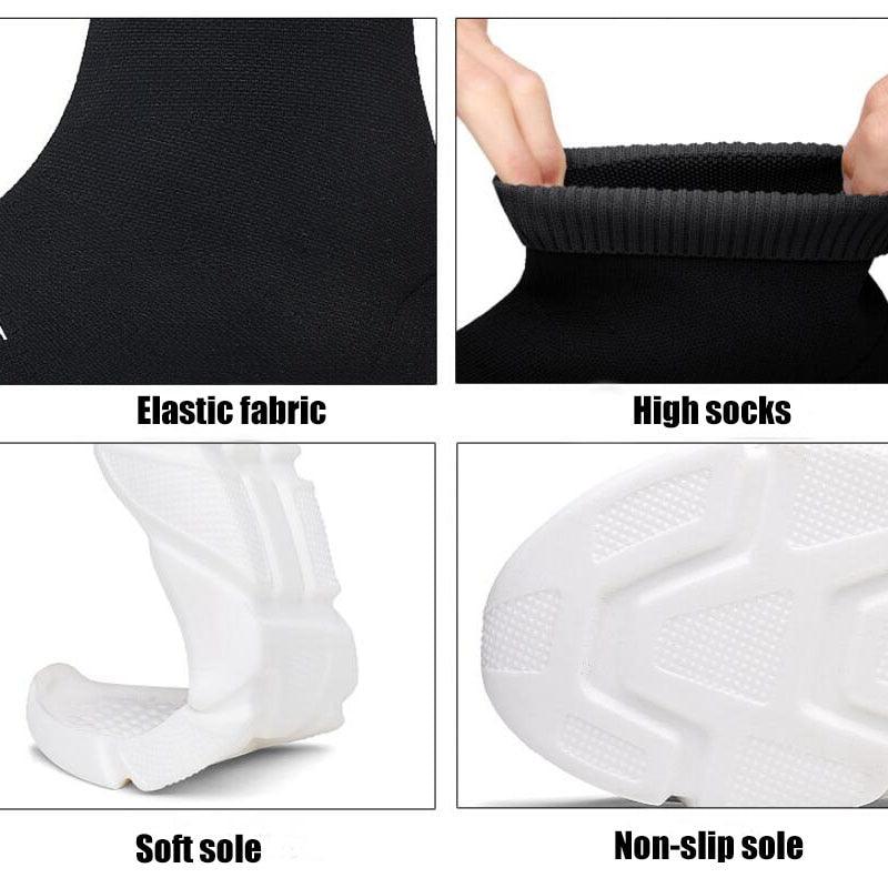 Womens Socks Sneakers, Trainers Women Slip-on Stretch Black Sneakers