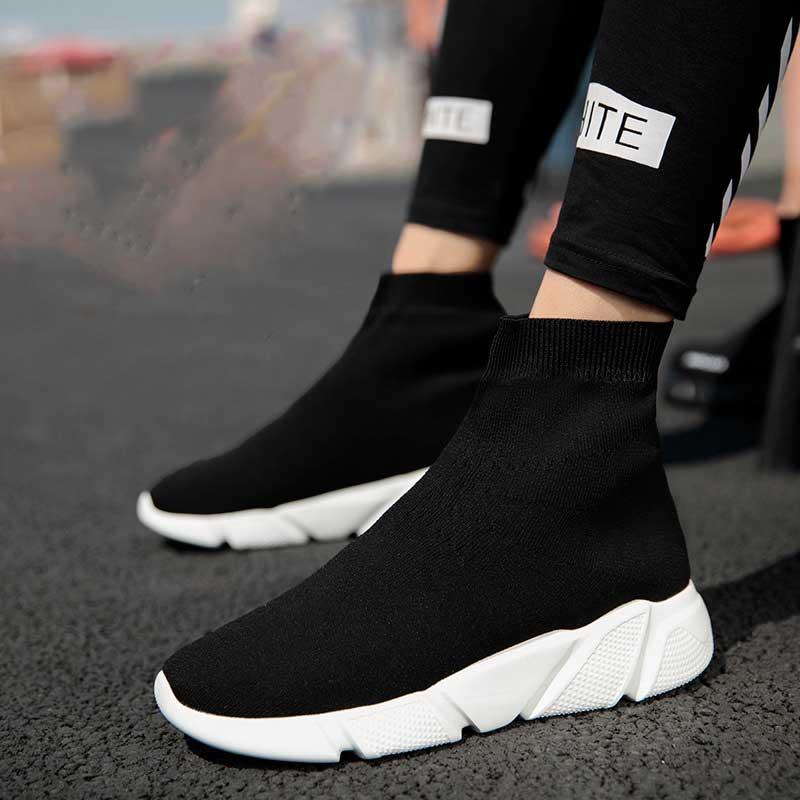 Womens Socks Sneakers, Trainers Women Slip-on Stretch Black Sneakers
