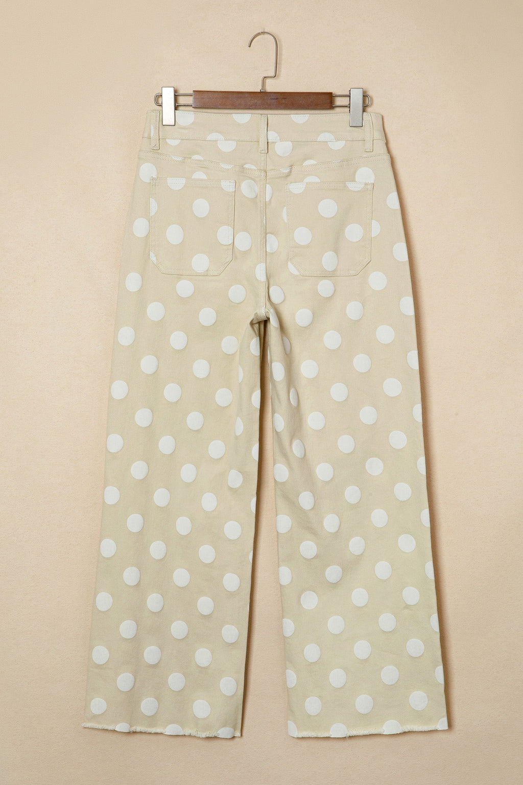 Sky Blue Polka Dot Print Raw Hem Shift Jeans
