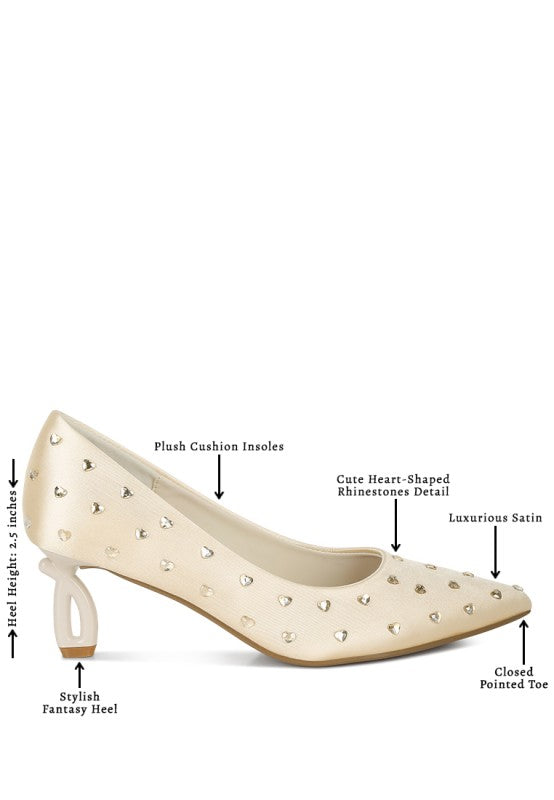 Madhara Heart-Shaped Rhinestones Pumps