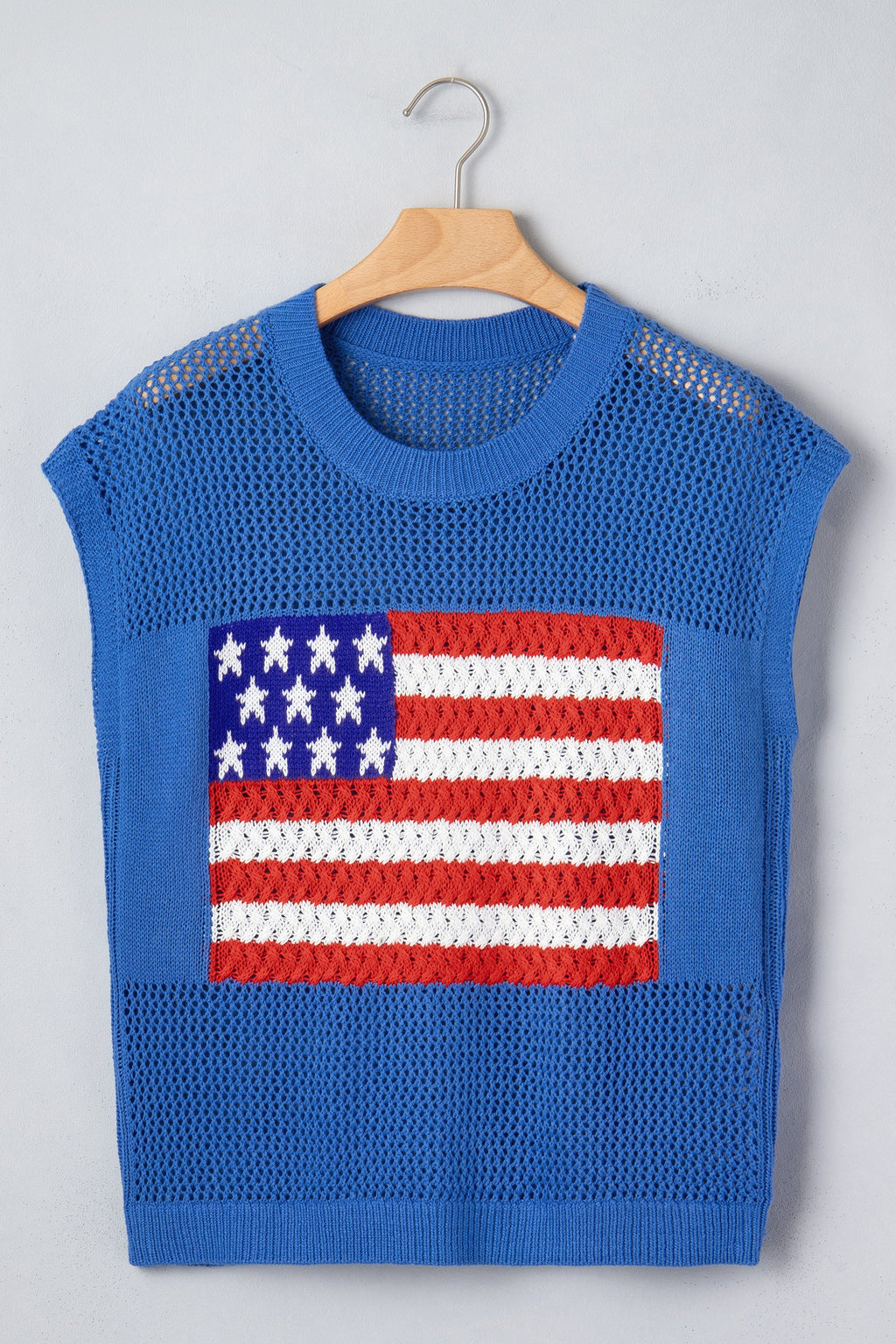 Fiery Red Flag Graphic Short Sleeve Sweater Top