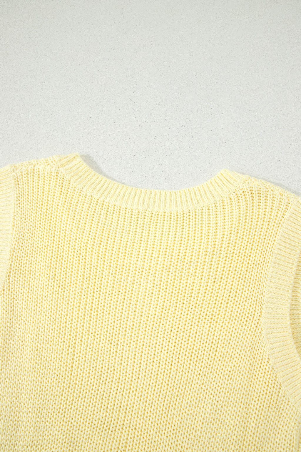 Yellow Cream Solid Color Cropped Knit Knot Back Cutout Sweater Tank