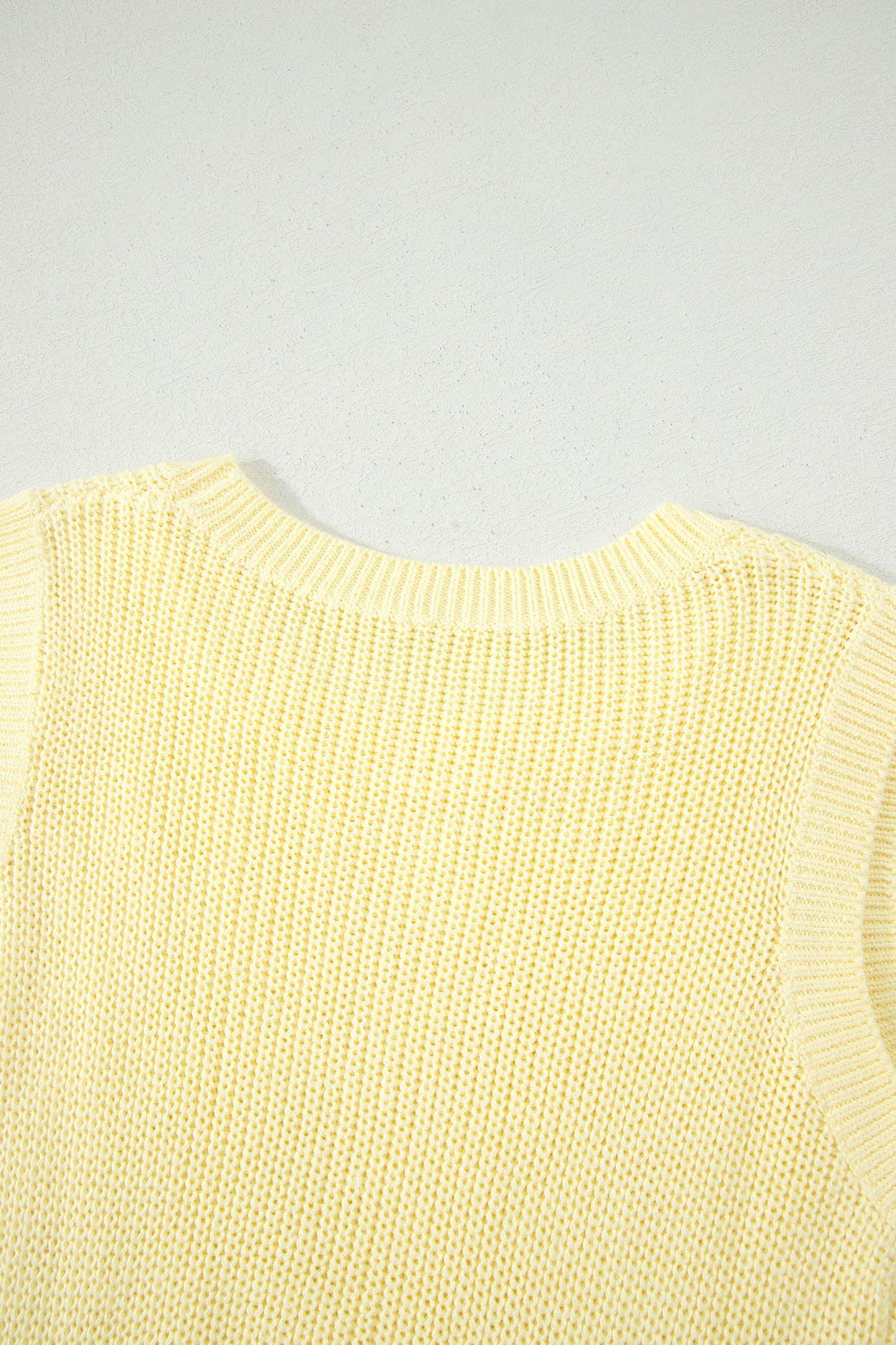 Yellow Cream Solid Color Cropped Knit Knot Back Cutout Sweater Tank