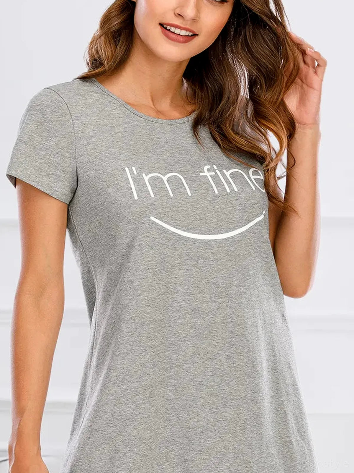 Graphic Round Neck Short Sleeve Lounge Dress