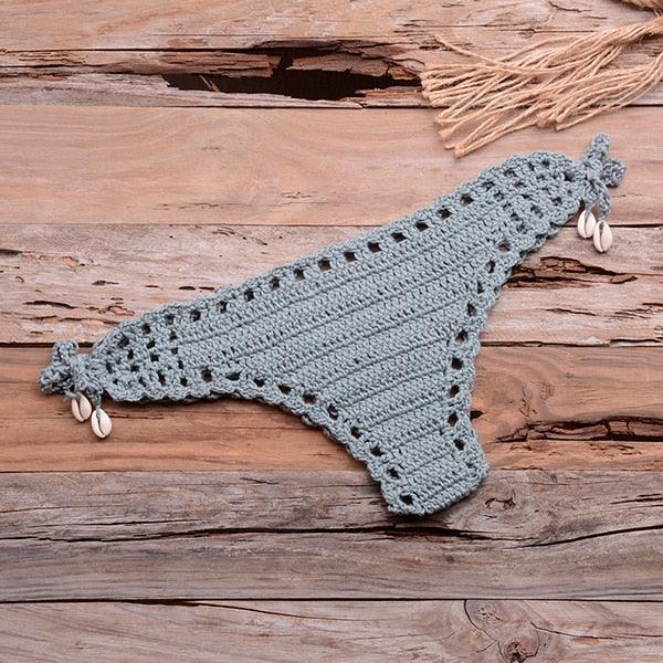 Handmade Vintage Crochet Bikinis Knitted Cotton Swimwear Women's Crochet Swimsuit Two Pieces Bathing Suits Bikini Swimsuit Top Bottom Bandage Modern Women Beachwear For Summer