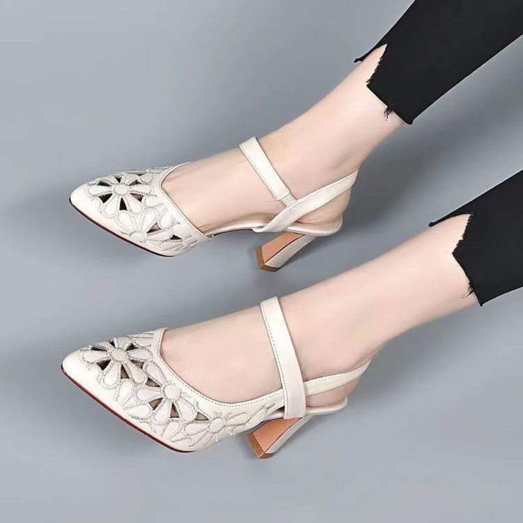 High heeled sandals with pointed hollow high heels for women