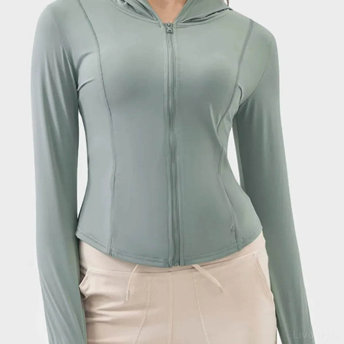 Pocketed Zip Up Hooded Long Sleeve Active Outerwear