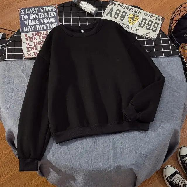 New Basic Hoodies for Women Streetwear Female Spring Autumn Solid Color Hoodie Casual Crewneck Sweatshirt Hip Hop Tops Women Long Sleeve Oversized Hoodie Sweatshirt Ladies Streetwear Slouch Pullover Tops