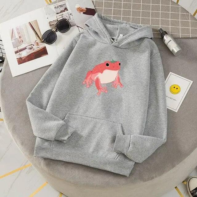 New Frog Sweatshirt Oversized Clothes Long Sleeve Hooded Hoodie For Girls Winter Hoodie With Pocket Pink Sweatshirts Hoodies for Women Teen Girls Cute Cartoon Frogs Casual Hooded Loose Long Sleeve Sweatshirt with Pocket