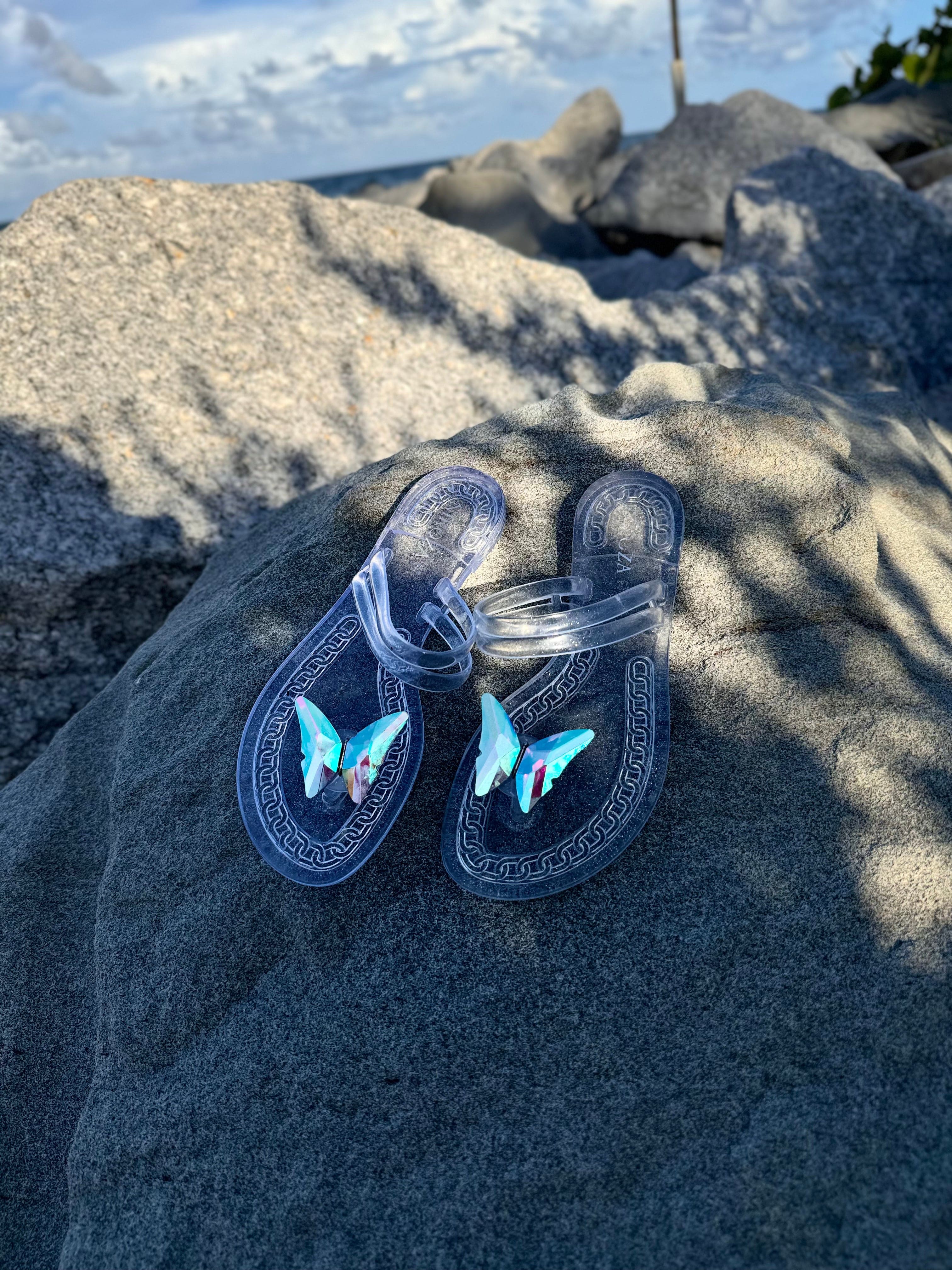 NINA schwarze Gel-Strandsandalen