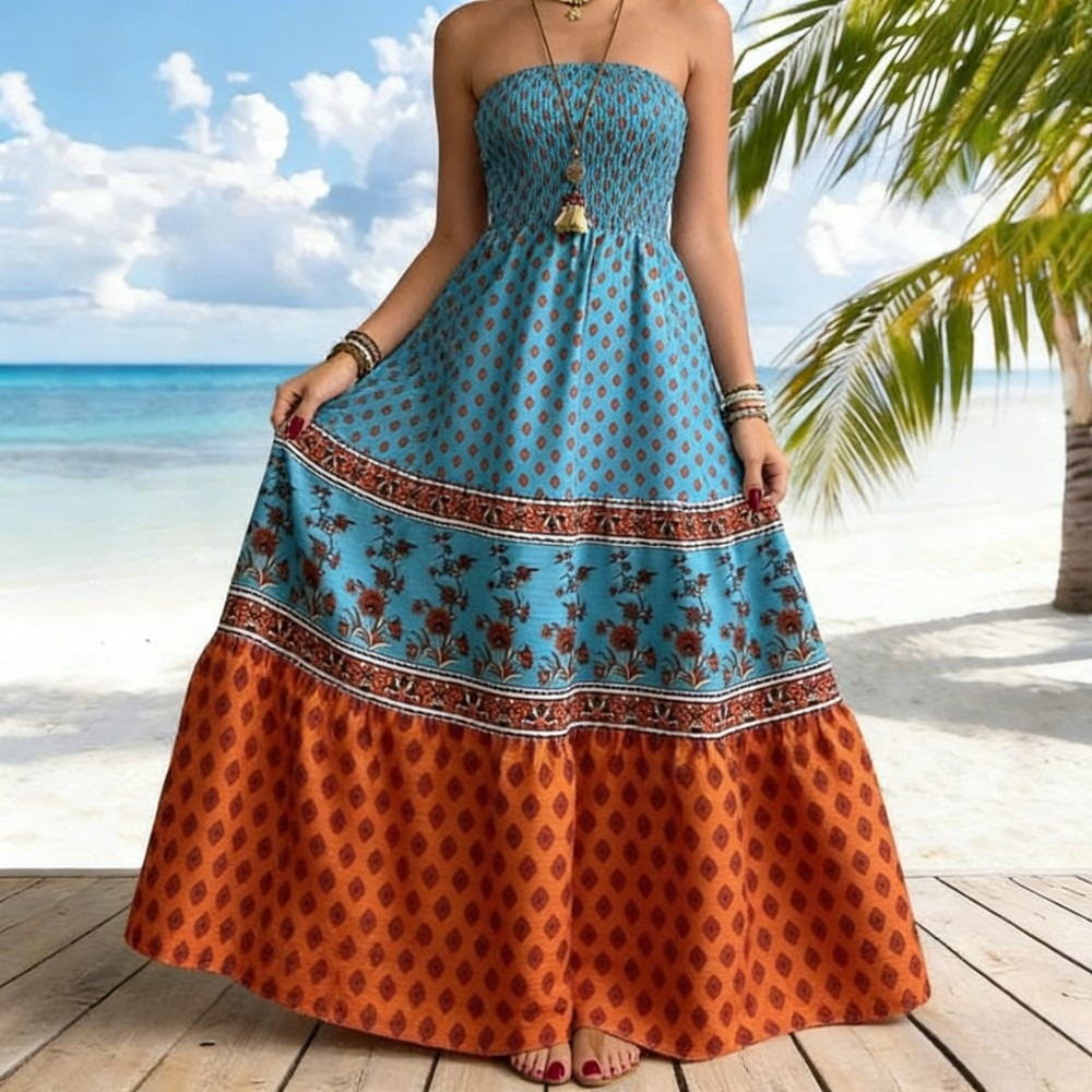 Summer Trendy Sexy Strapless Maxi Dress