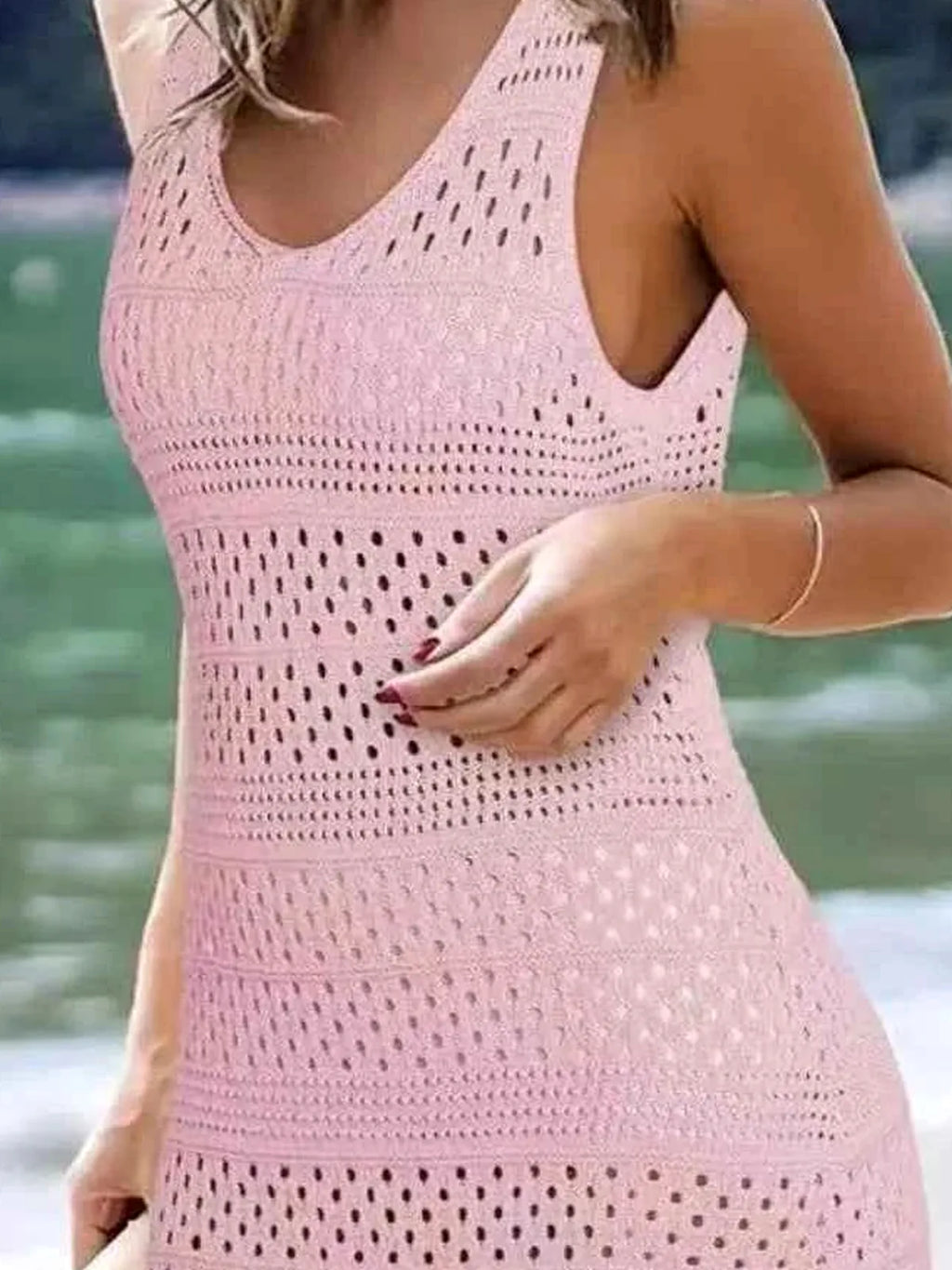 Openwork Scoop Neck Cover Up