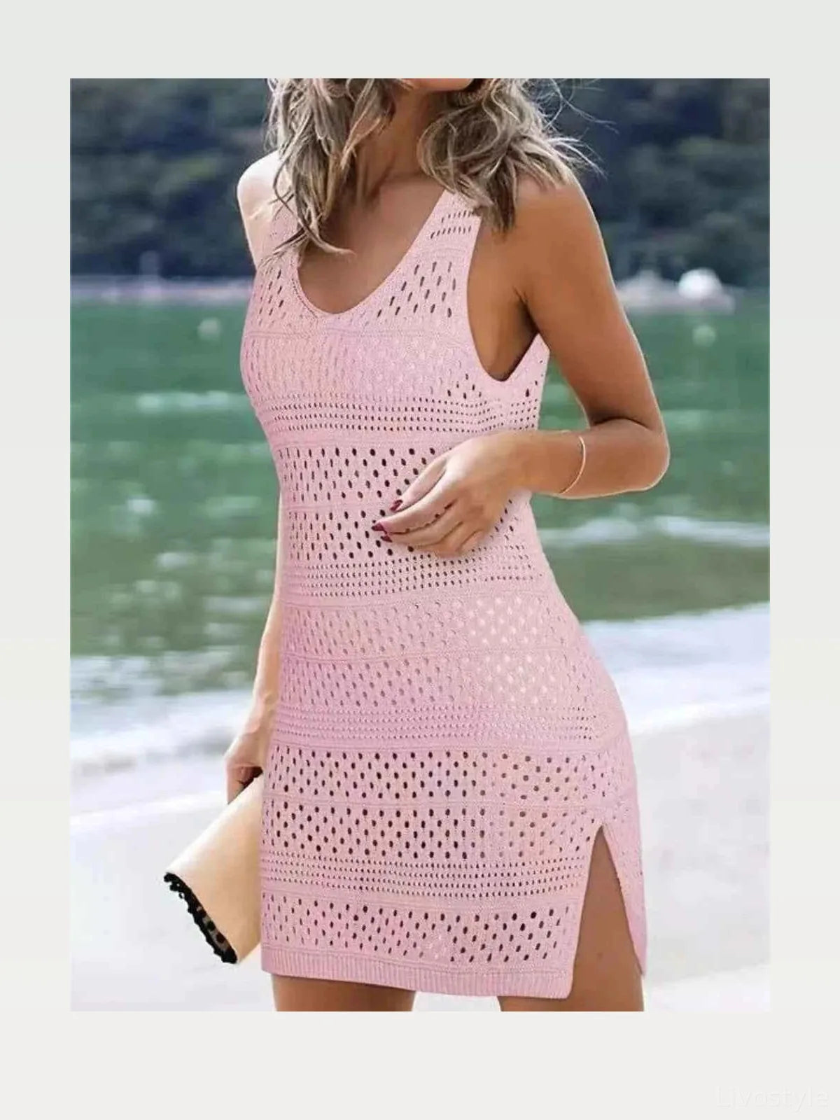 Openwork Scoop Neck Cover Up