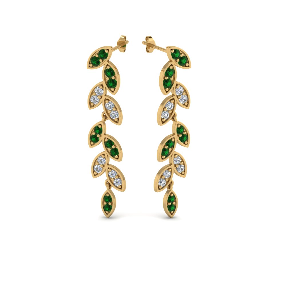 Pave Diamond Leaf Drop Earring