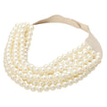 Pearl Beaded Multi Layered Faux Leather Magnetic Necklace