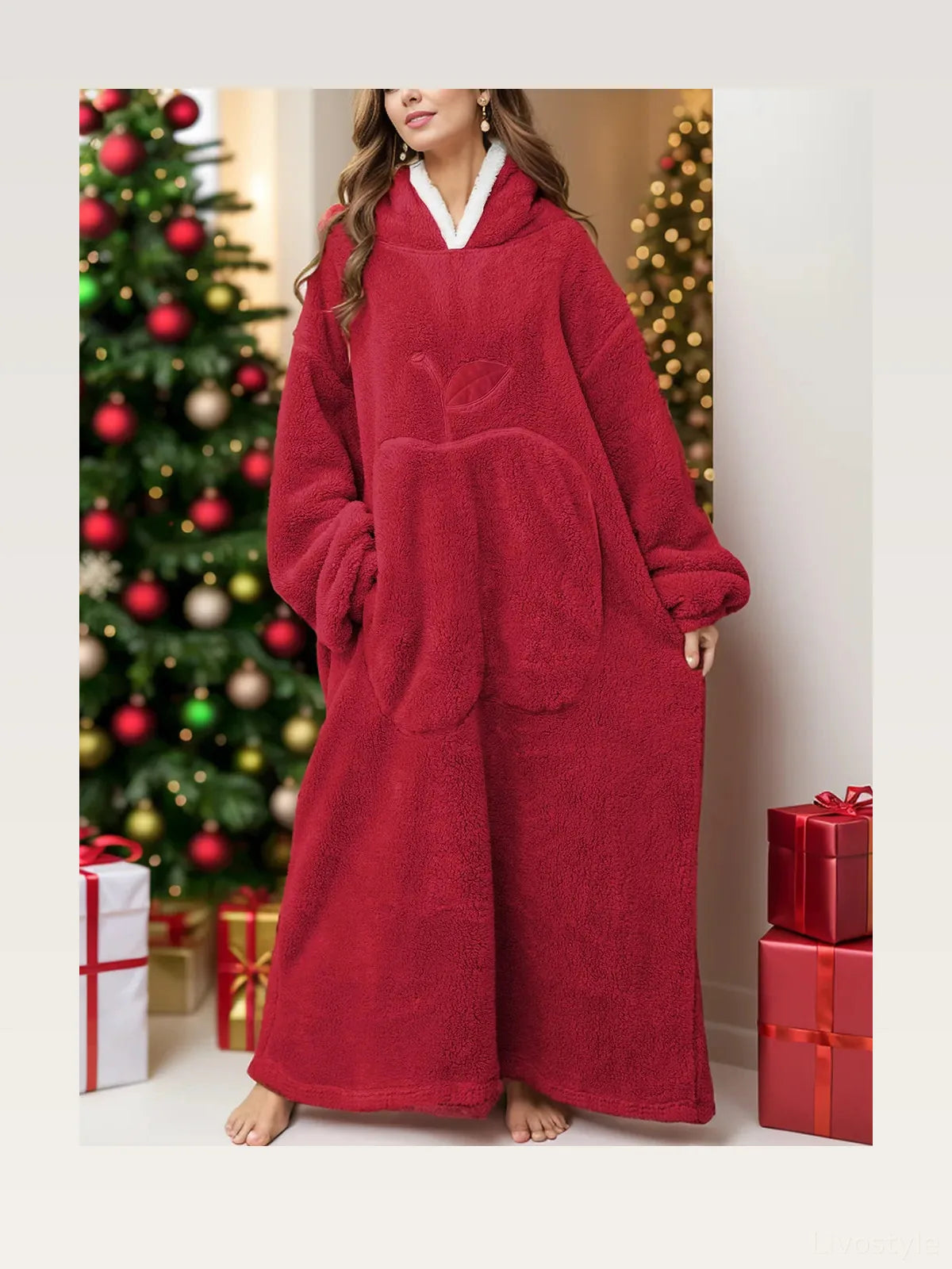 Pocketed Contrast Long Sleeve Hooded Lounge Dress