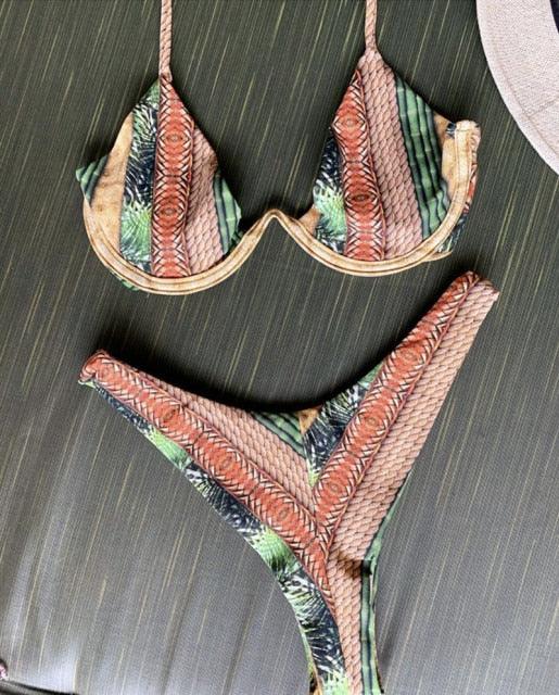 Push Up Lace Up Bandage Bikini Set by Stevvex