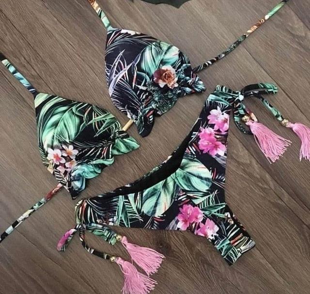 Push Up Lace Up Bandage Bikini Set by Stevvex