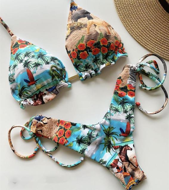 Push Up Lace Up Bandage Bikini Set by Stevvex