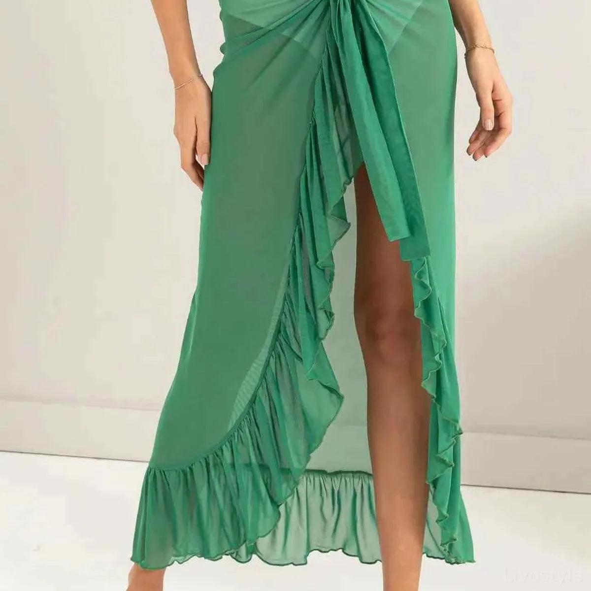 Ruffle Trim Cover Up Sarong Skirt