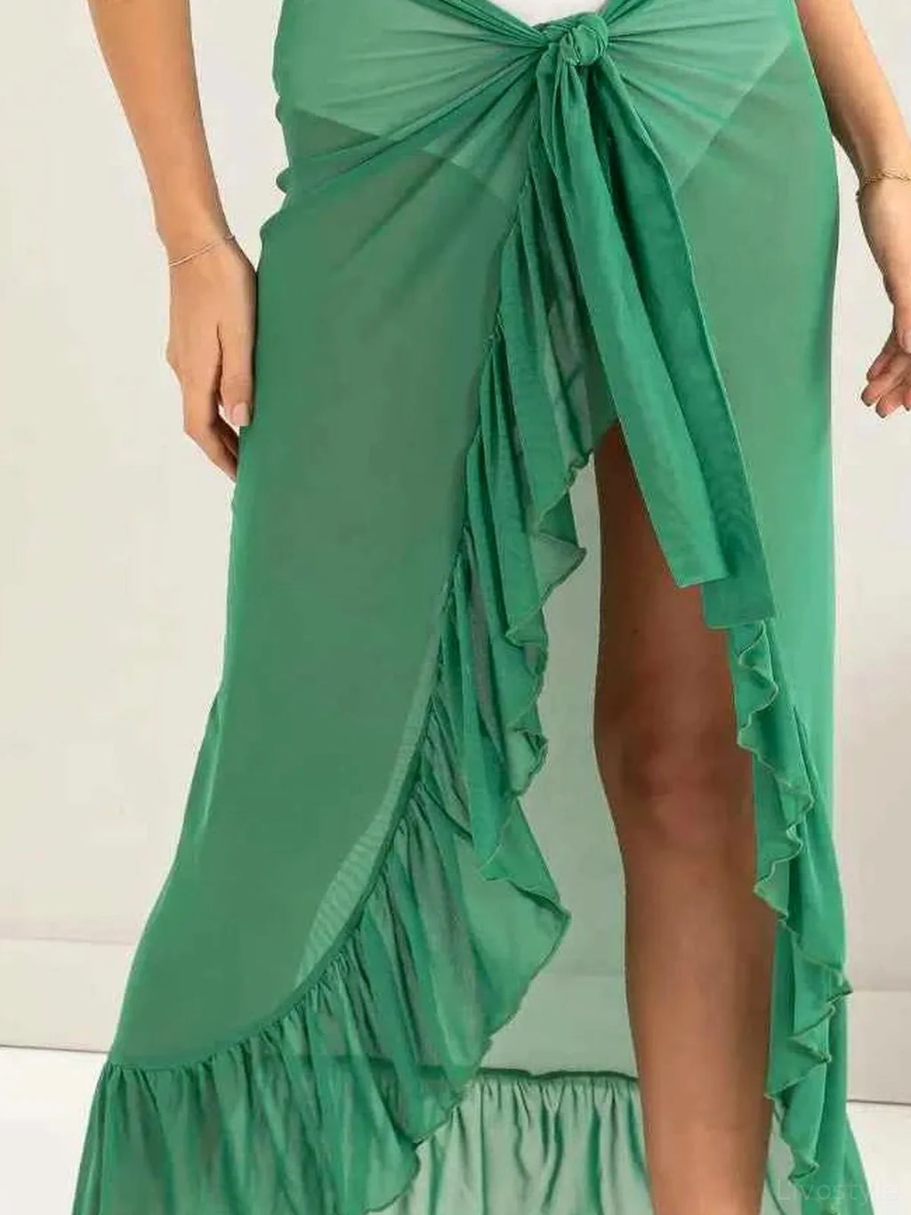 Ruffle Trim Cover Up Sarong Skirt