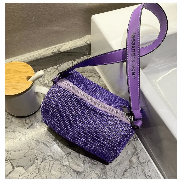 Sparkling Rhinestone Bag For Females Mini Portable Hand Bag Diamond Messenger Bag Fashionable Zipper Feminina Evening bag