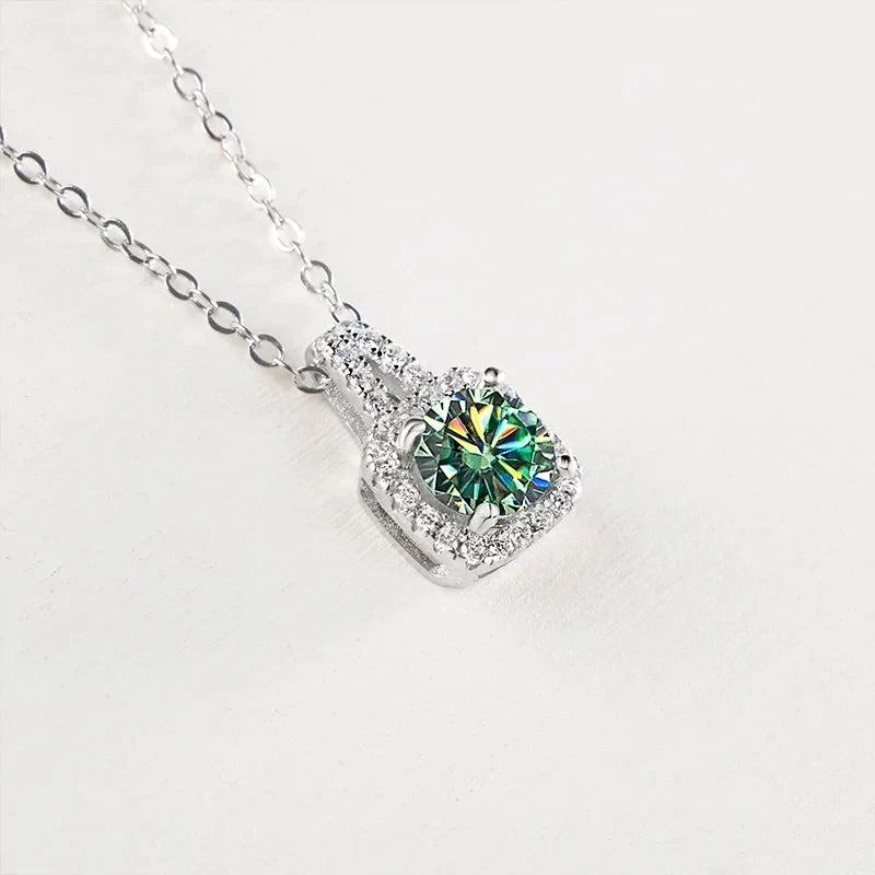 Sterling Silver 3-Piece Moissanite Jewelry Set 1ct Necklace Ring Earrings