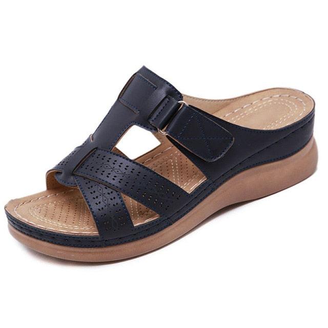 Summer Women Sandals Open Toe Sandals Vintage Anti Slip Leather Casual Platform Retro Shoes Sandals Comfy Peep Toe Slides Sandals Vintage Indoor Outdoor Summer Beach Slippers