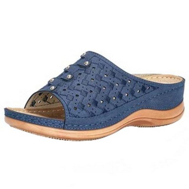 Summer Women Sandals Quality Open Toe Sandals Vintage Anti-slip Leather Casual Platform Retro Shoes Women Casual Sandals With Arch Support Straps Slip-On Sandals Outdoor Light Weight Sandals