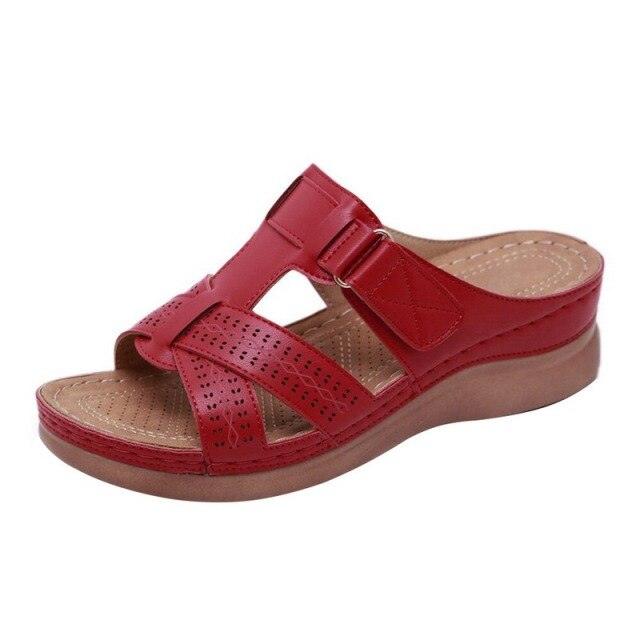 Summer Women Sandals Quality Open Toe Sandals Vintage Anti-slip Leather Casual Platform Retro Shoes Women Casual Sandals With Arch Support Straps Slip-On Sandals Outdoor Light Weight Sandals