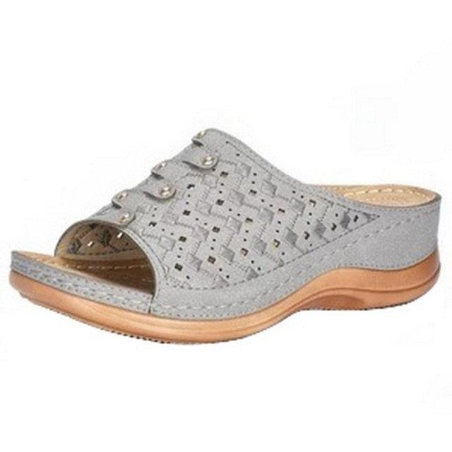 Summer Women Sandals Quality Open Toe Sandals Vintage Anti-slip Leather Casual Platform Retro Shoes Women Casual Sandals With Arch Support Straps Slip-On Sandals Outdoor Light Weight Sandals